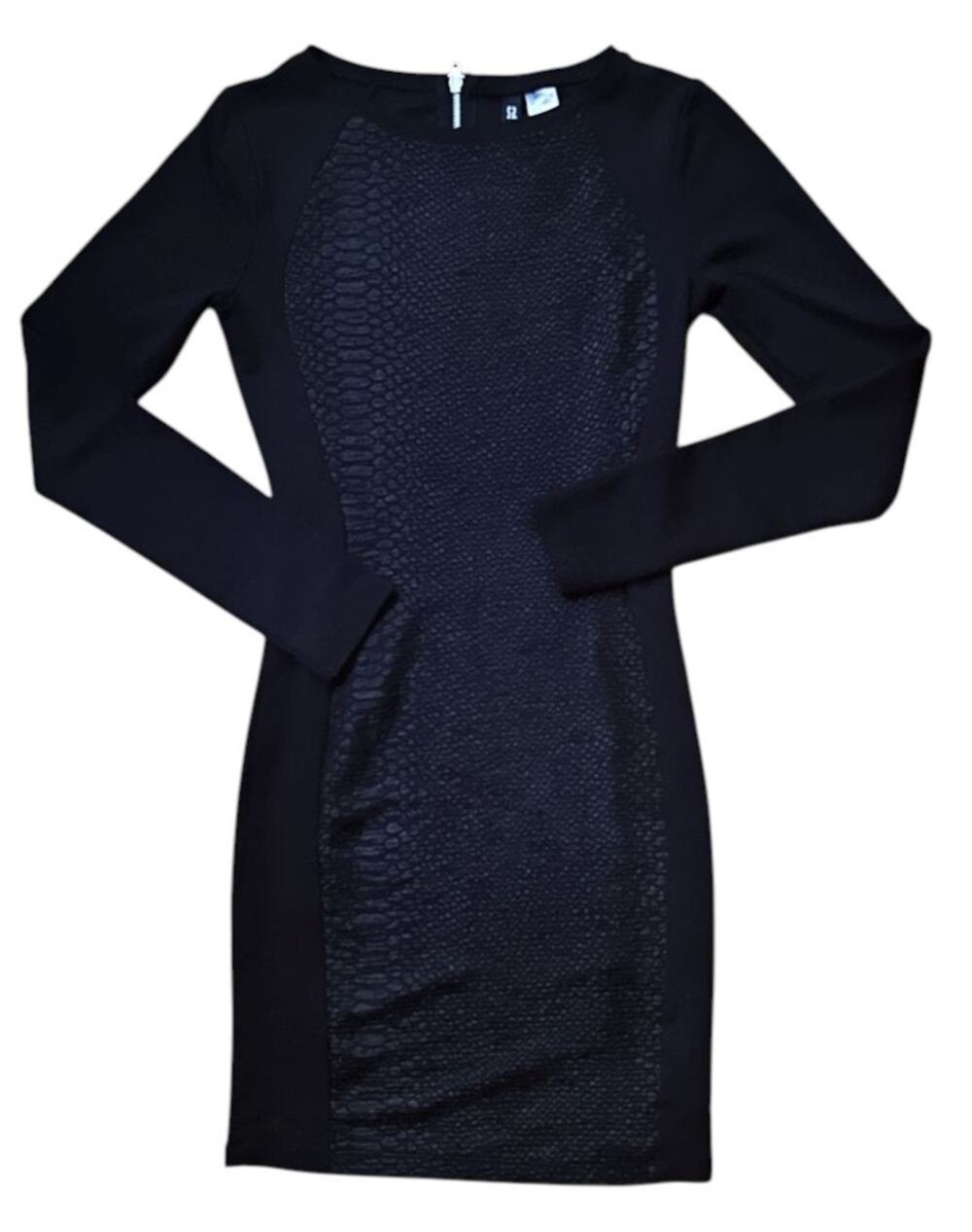 NWT Divided by H&M Black Snakeskin-Effect Long-Sleeve Bodycon Dress 2